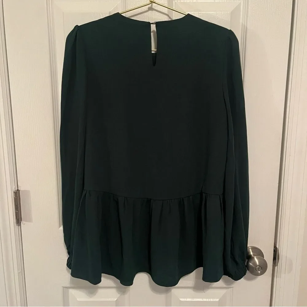 Tuckernucks Pomander Place Hunter Green Carlota Peplum Blouse